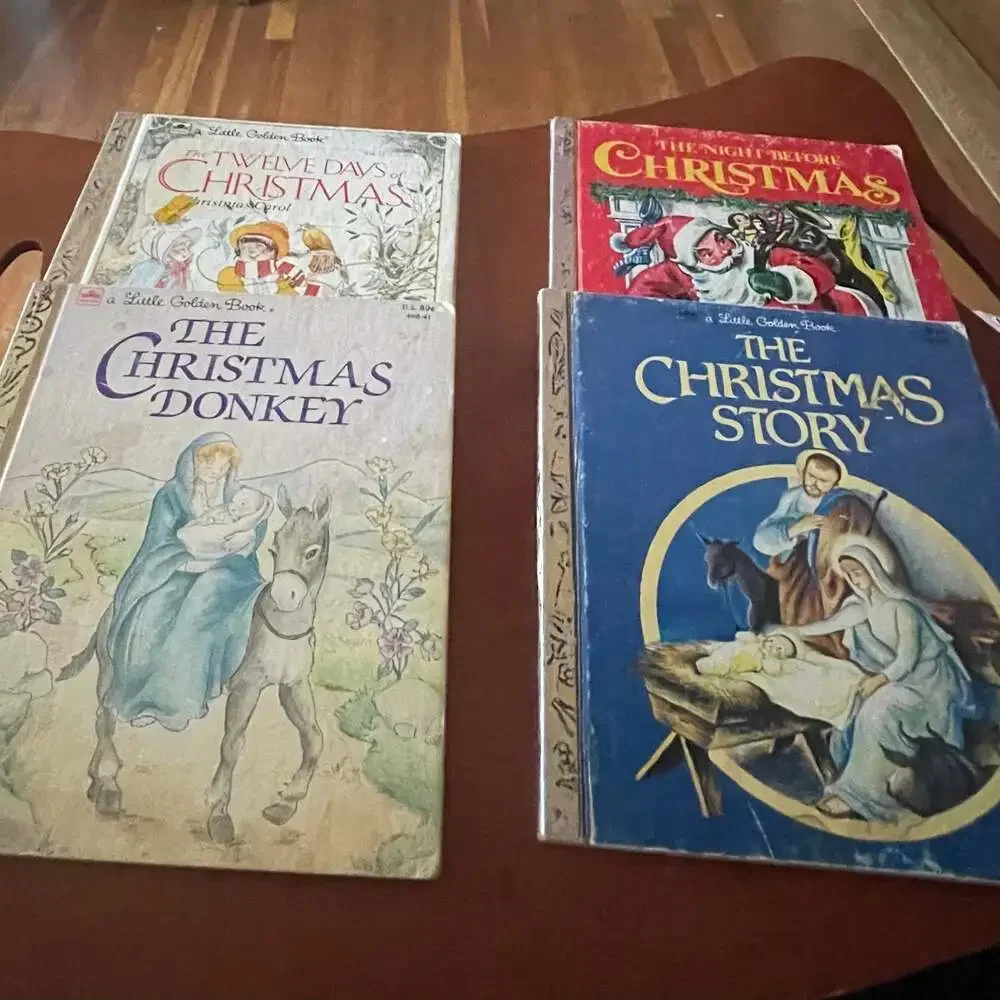Lot of 4 Vintage Christmas Little Golden Books:The Christmas Donkey,The Christma